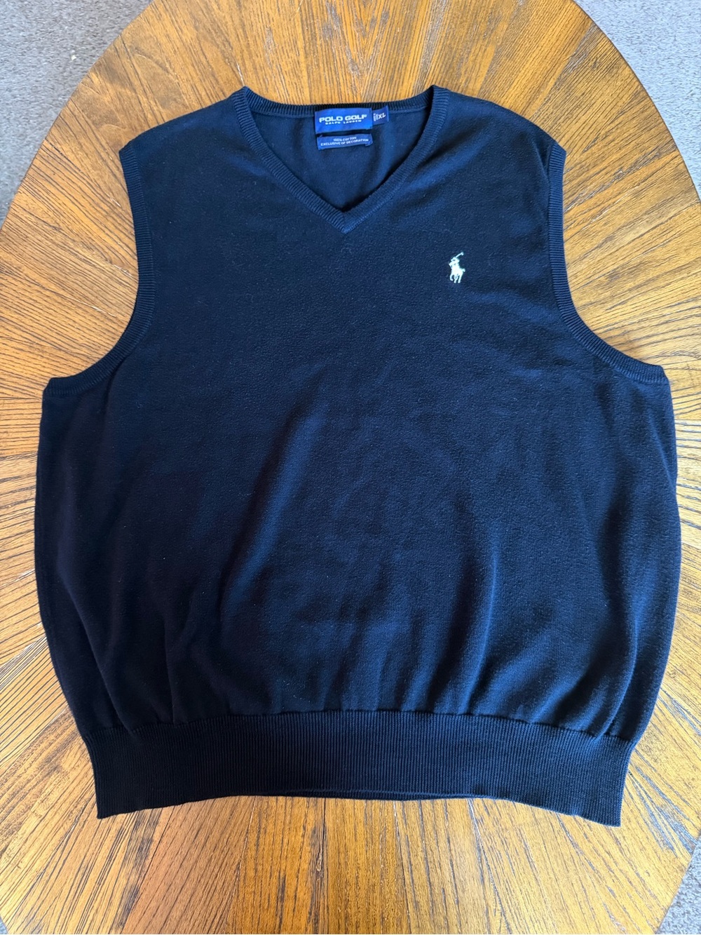 Polo Golf by Ralph Lauren Black V-Neck Sweater Vest with Cream Pony